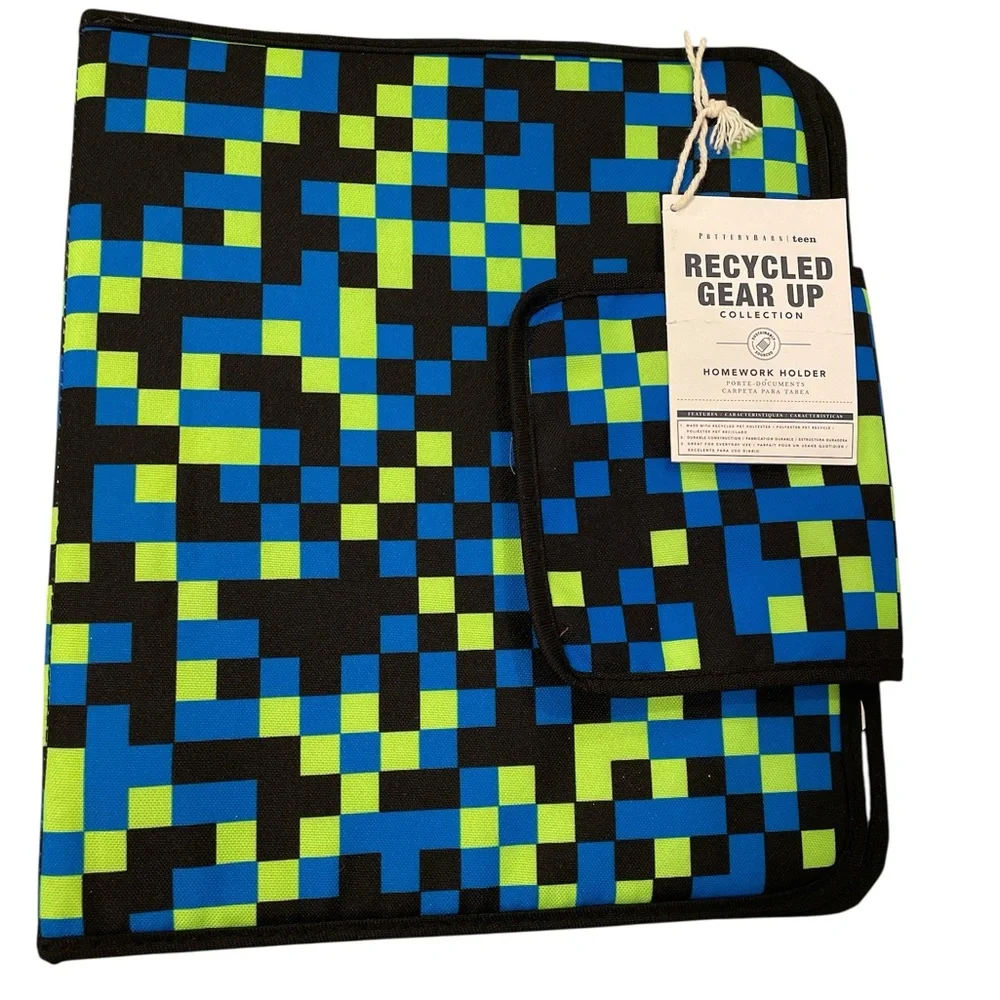 Pottery Barn Teen Recycled Gear Up Collection Neon Pixel Homework Holder